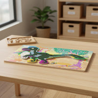 Wooden Dinosaur Puzzle Easy to Grip Dinosaur Learning Puzzle Hand-Eye Coordination Educational Toy for Preschoolers, Children 3++, Kindergarten