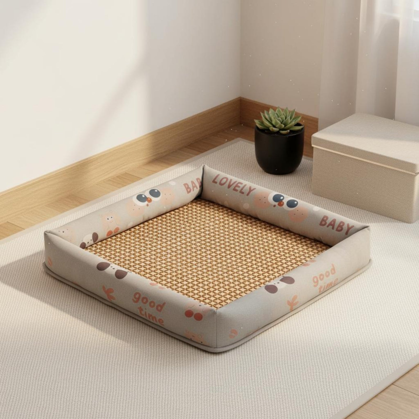 Summer Pet Mat Soft Cooling Dog Bed Mat Ice Silk Cooling Pad Safe Material Woven Pet Sleeping Pad Portable for Small Dogs