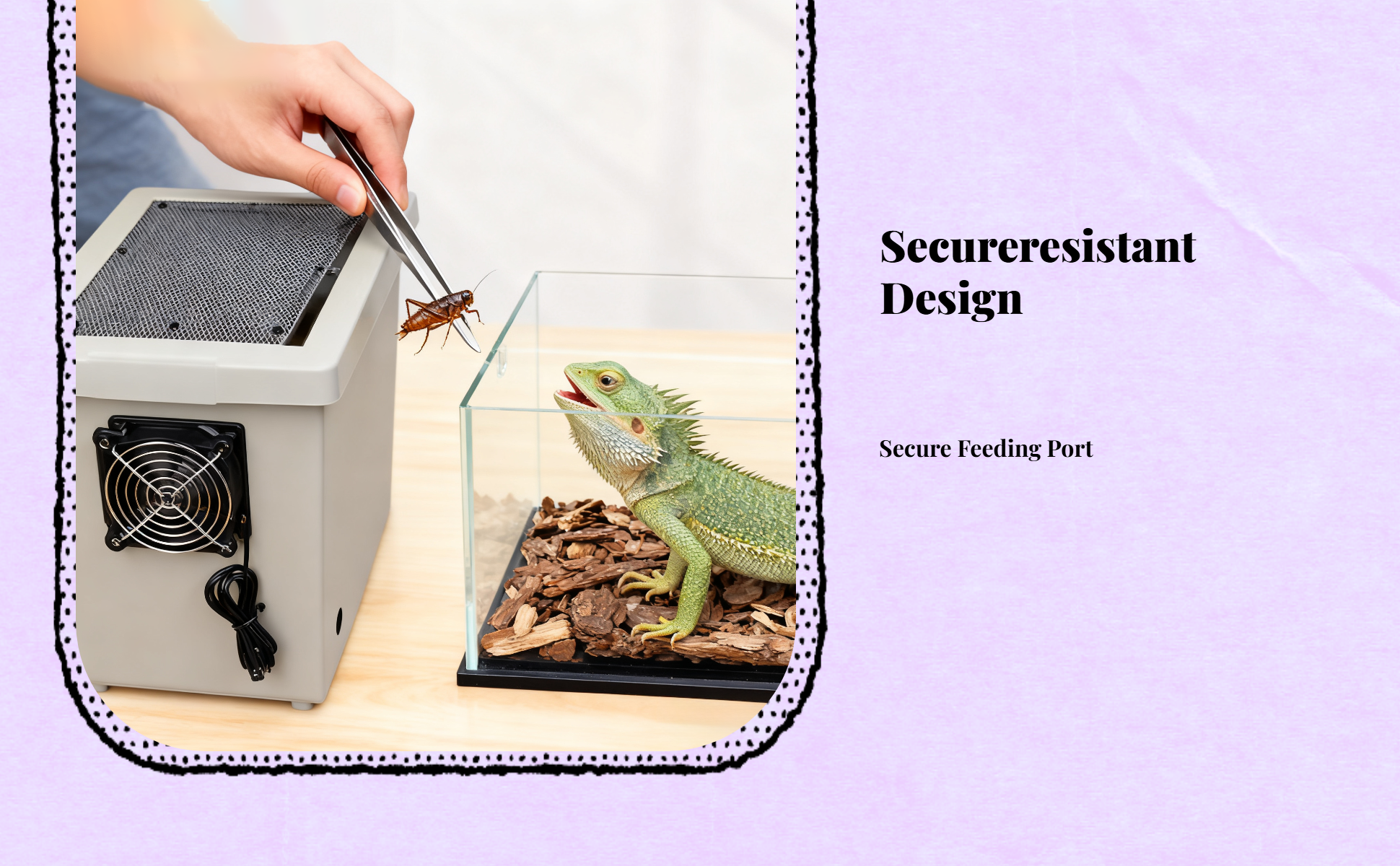 Ventilated box for cricket breeding.