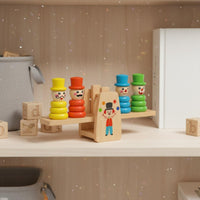Clown Stacking Balance Toy Color Recognition Wooden Balance Game Polished Edges