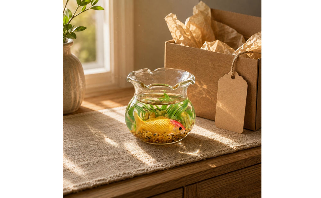 Dollhouse Aquatic Aquarium Flared Rim Mini Aquatic Bowl Gravel Bottom