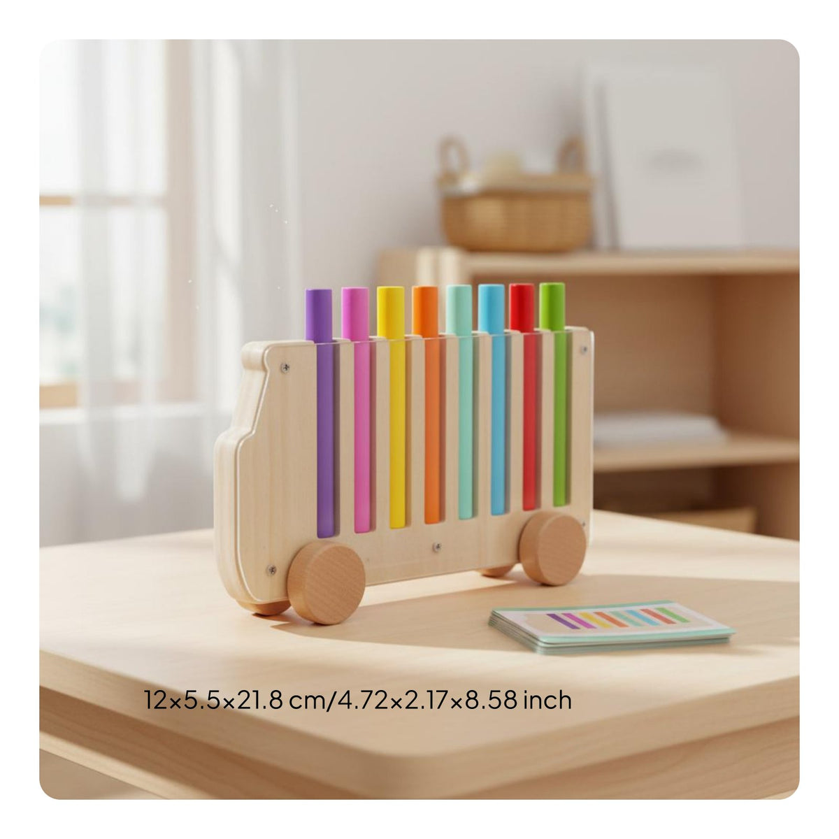 Color Stick Matching Toy Polished Edges Wooden Color Sorting Bus Travel Friendly