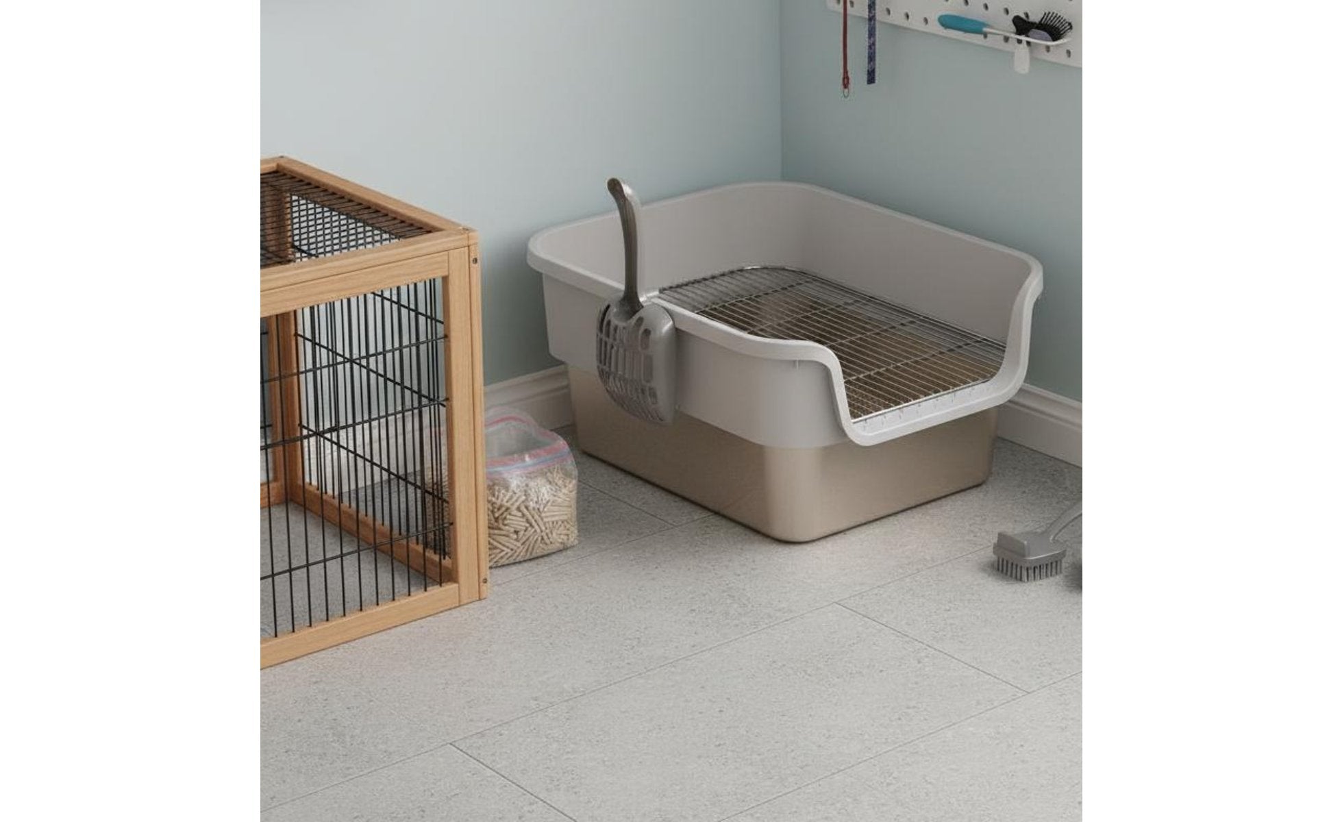 Stainless Steel Rabbit Litter Box Odor Control Rabbit Toilet Low Entry