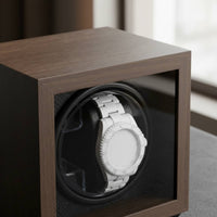 Walnut Wood Watch Winder Two-Way Rotation Automatic Watch Winder Timepiece Storage 5 Speed Settings Universal Serial Bus Powered
