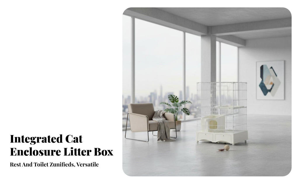super Large Space 3-Story Cat Kennel with Litter Box Enclosure Spacious Interior Multi-Level Wire Crate Villa design pet Housing Easy to Clean for young cat Owners, Pet Parents, Indoors, Indoor, Living Room, Bedroom