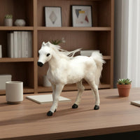Pale Stallion Statue Hand-Finished Realistic Horse Model Fade-Resistant