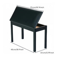 Padded Piano Stool Square Legs Music Seat Dark Wood Tone Finish