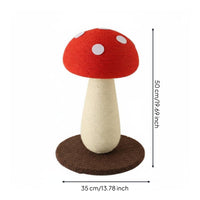 Fungi-Themed Feline Playful Ball Toys Mushrooms Scratching Pillar Stable Base Sisal Cat Scratching Pillar for Indoor