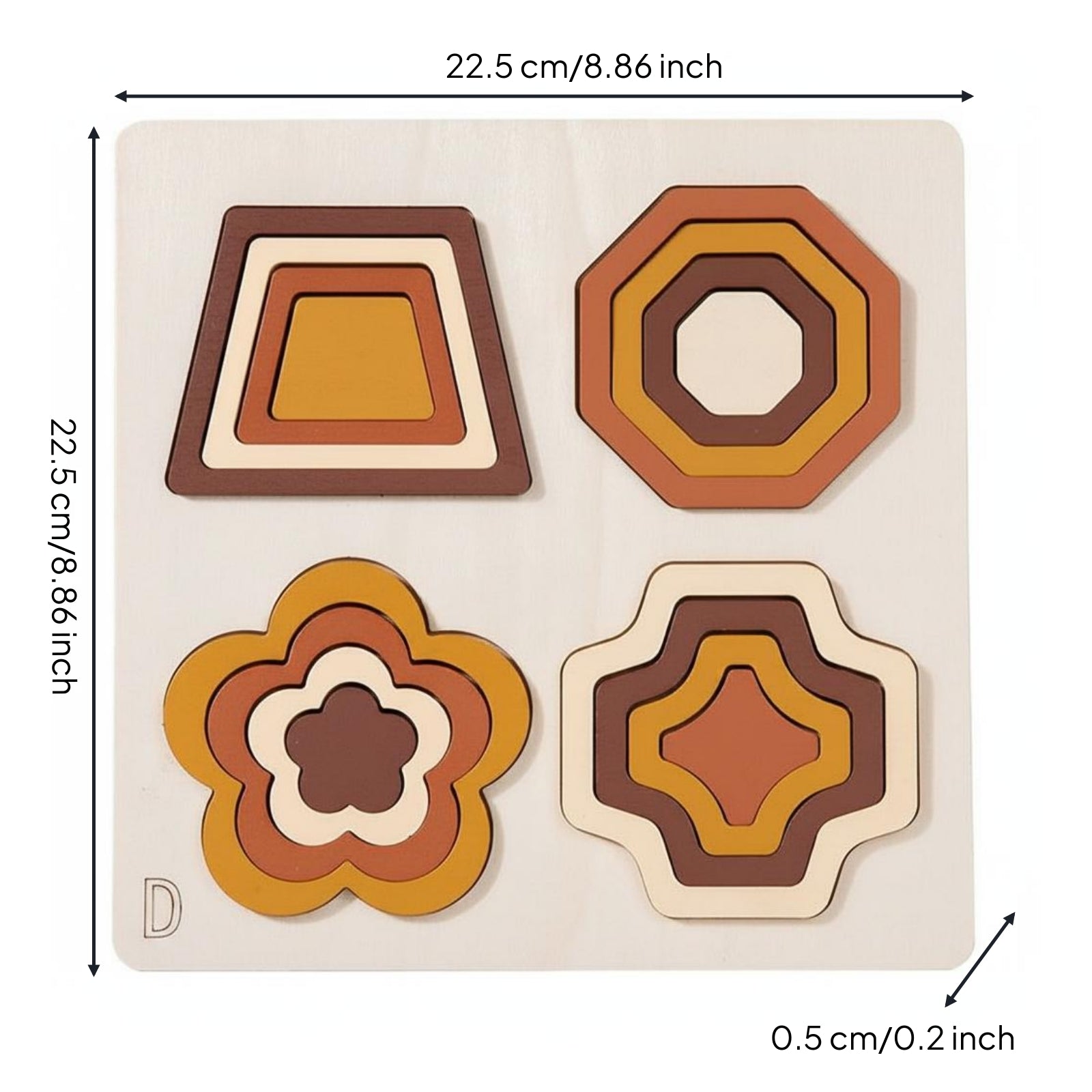 Geometric Matching Wooden Puzzle Wooden Shape Sorter Smooth Edges Learning Toy for Preschool