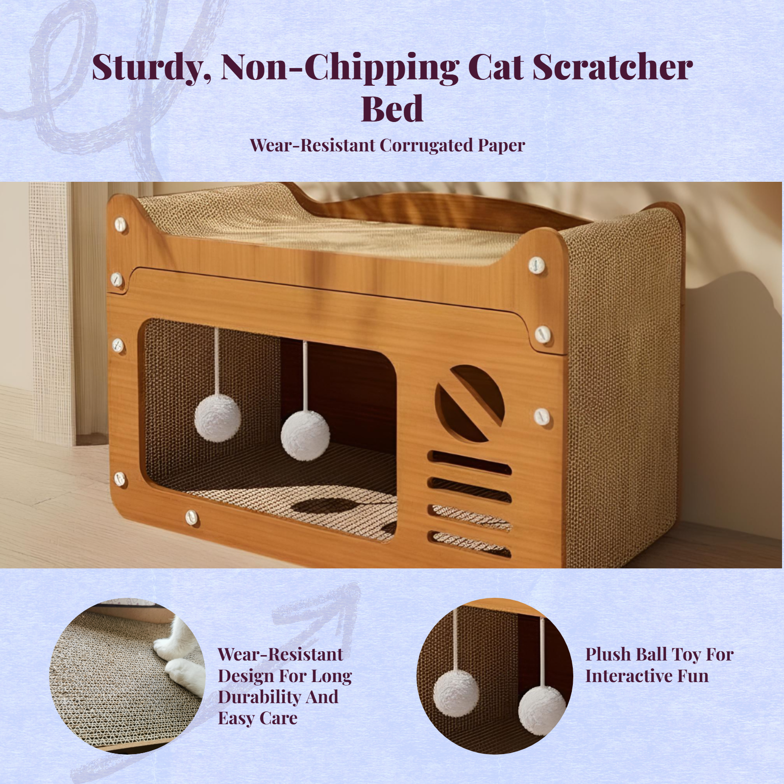 Cat Scratcher House, Upright Cat Bed, Climbing Mat in One
