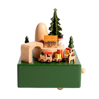 Hand-Turn Musical Box No Batteries Wooden Crank Musical Box Natural Wood
