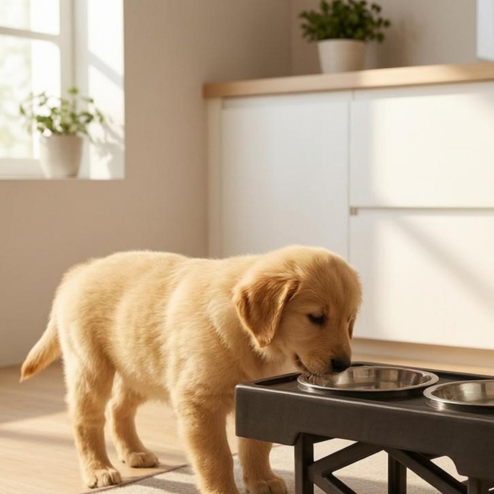 Elevated Pet Feeder Stainless Steel Dog Bowl Stand Foldable