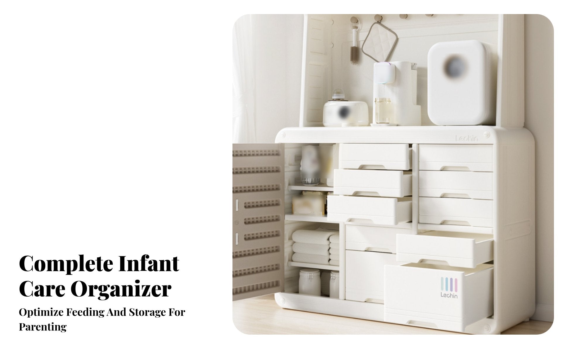 Feeding Station Hutch Large Capacity Baby Organizer Multi-Functional Easy Installation for Bedroom, Closet