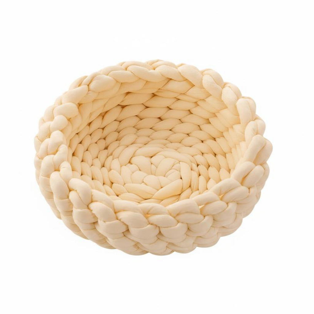 Chunky Knit Cat Bed Machine Washable Handmade Yarn Pet Bed Handcrafted Look Crochet Pet Resting Place for Cats, Small Dogs, Indoor