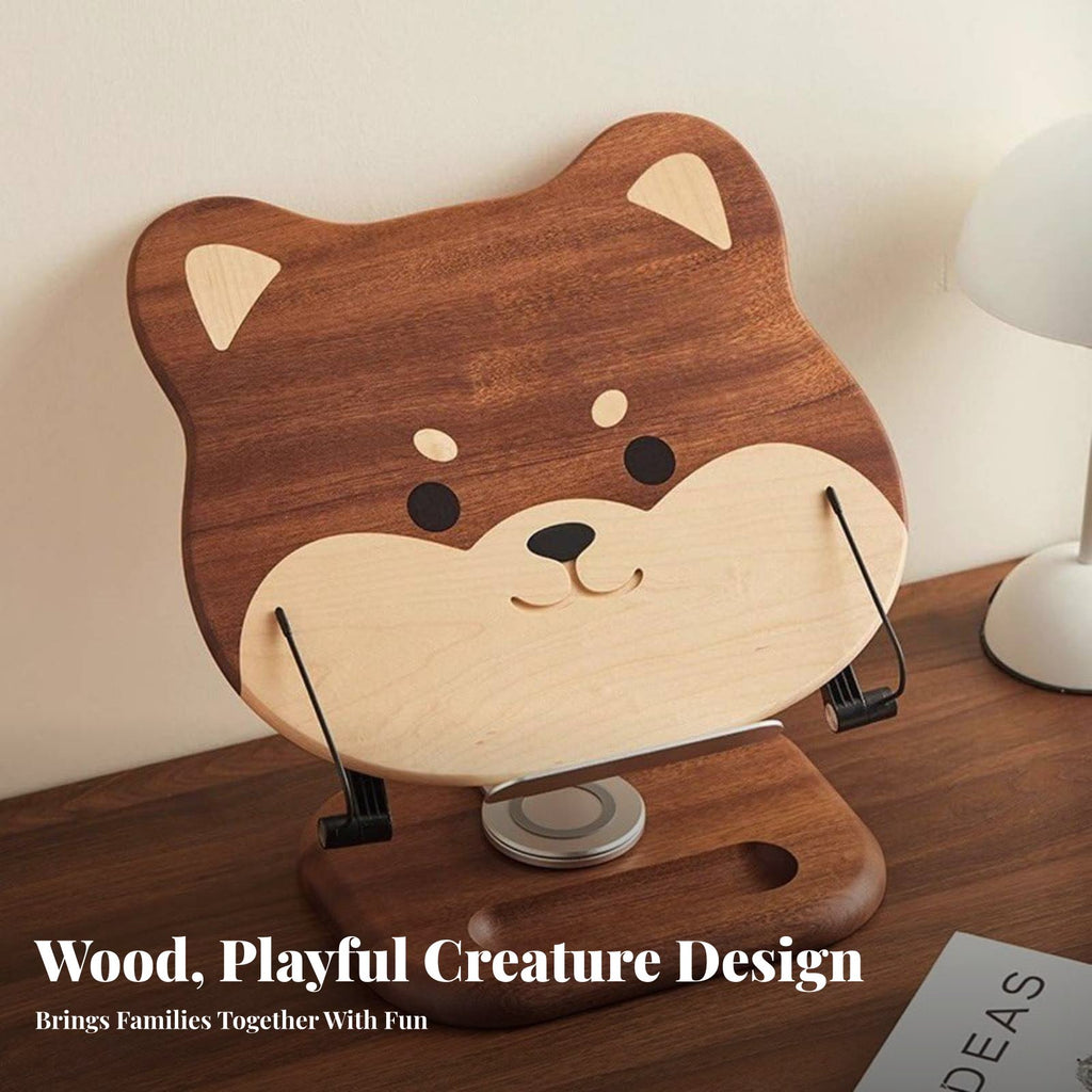 Cartoon Dog Bookrest Sturdy Adjustable Bookstand with Page Holders for Musicians