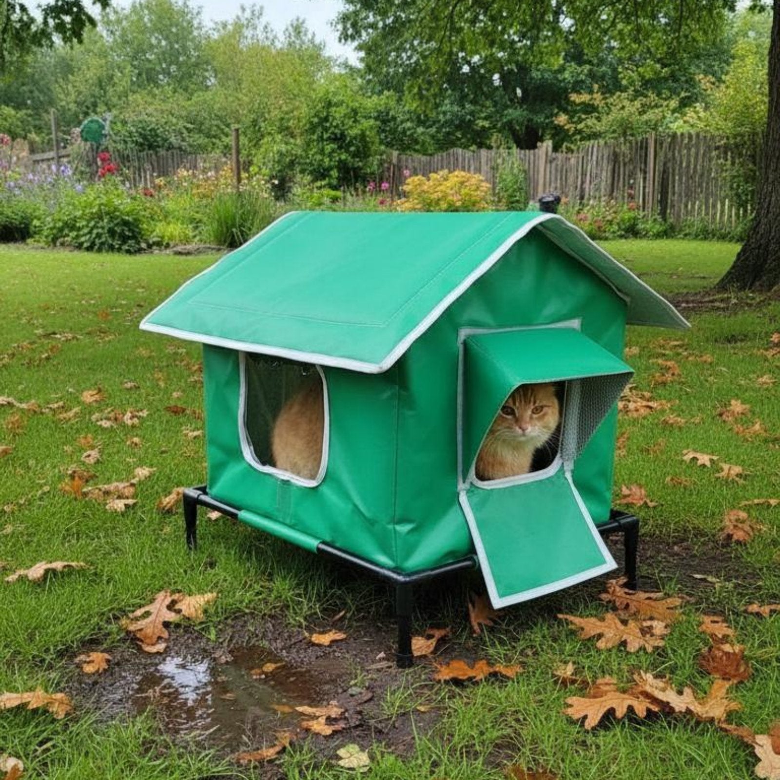 Waterproof Dog Kennel Moisture-Proof Outdoor Cat Shelter Stable Iron Frame