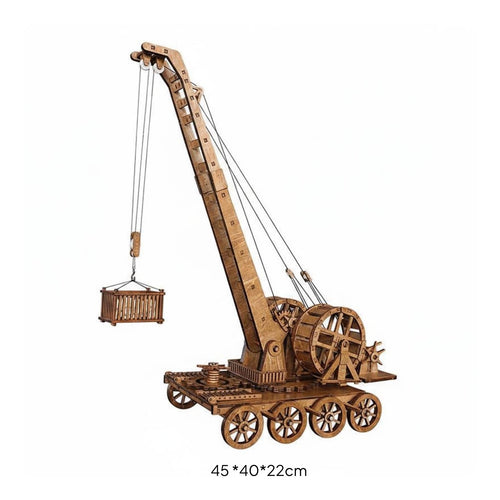 Wooden Crane Model Kit Stress Relief Toy Historical Machine Model Kit for Adults
