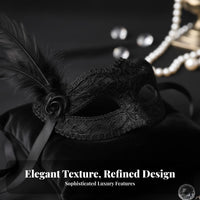 whole-face Feathered visor Ribbon Tie Ornate Italian Carnival visor Adjustable Fit for formal dance