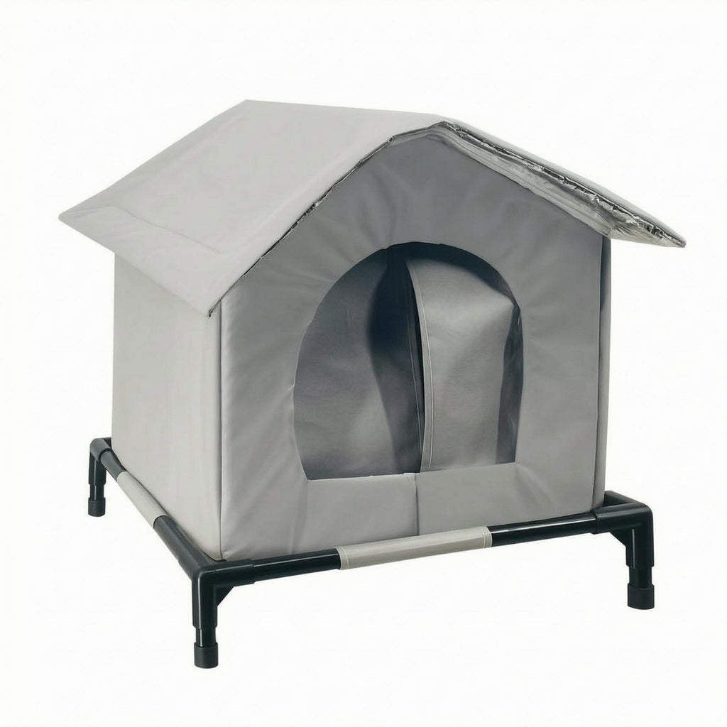 Outdoor Cat Shelter Cylindrical Frame Sloped Roof Cat House