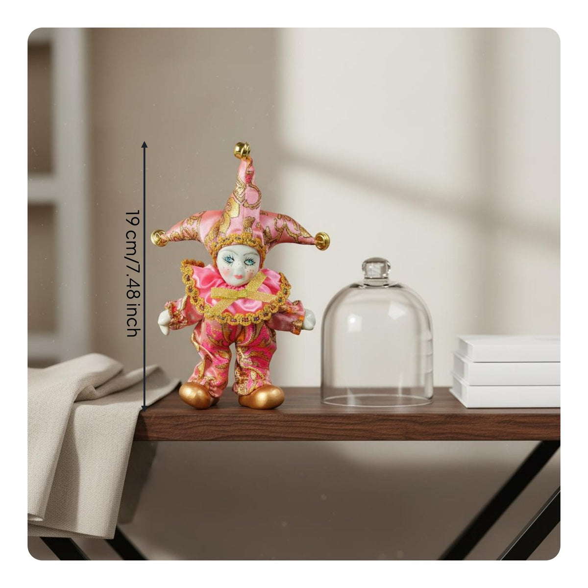 Rose Jester Doll Decorative Textile Jester Figurine Collectible for Collectors