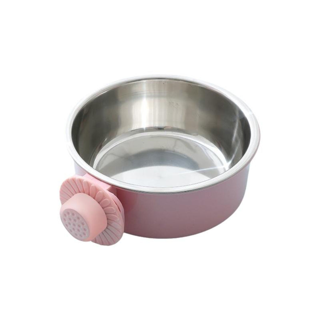 Pet Food Bowl, Hanging Stainless Steel Dog Cat Feeder, Leak-Resistant Automatic Water Dispenser, Fixed for Enclosures