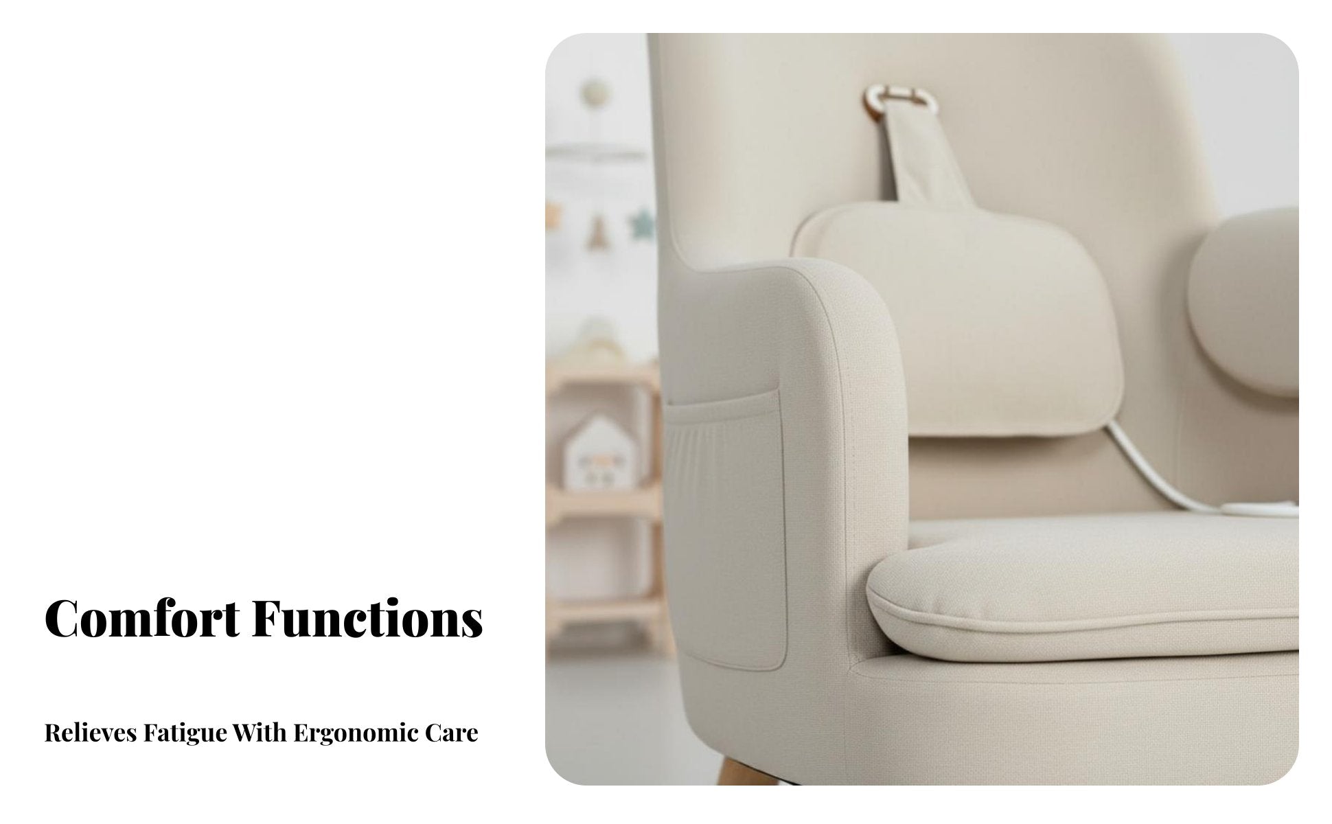 Electric Nursing Chair with Footrest High-Spine Design Maternity Armchair Adjustable Support Sturdy Wood Base for Bedroom