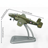 1:144 Scale B-25 Warplane high Detailed WW2 American Warplane Model Collectible Item Alloy Classic Aircraft Model for Collectors