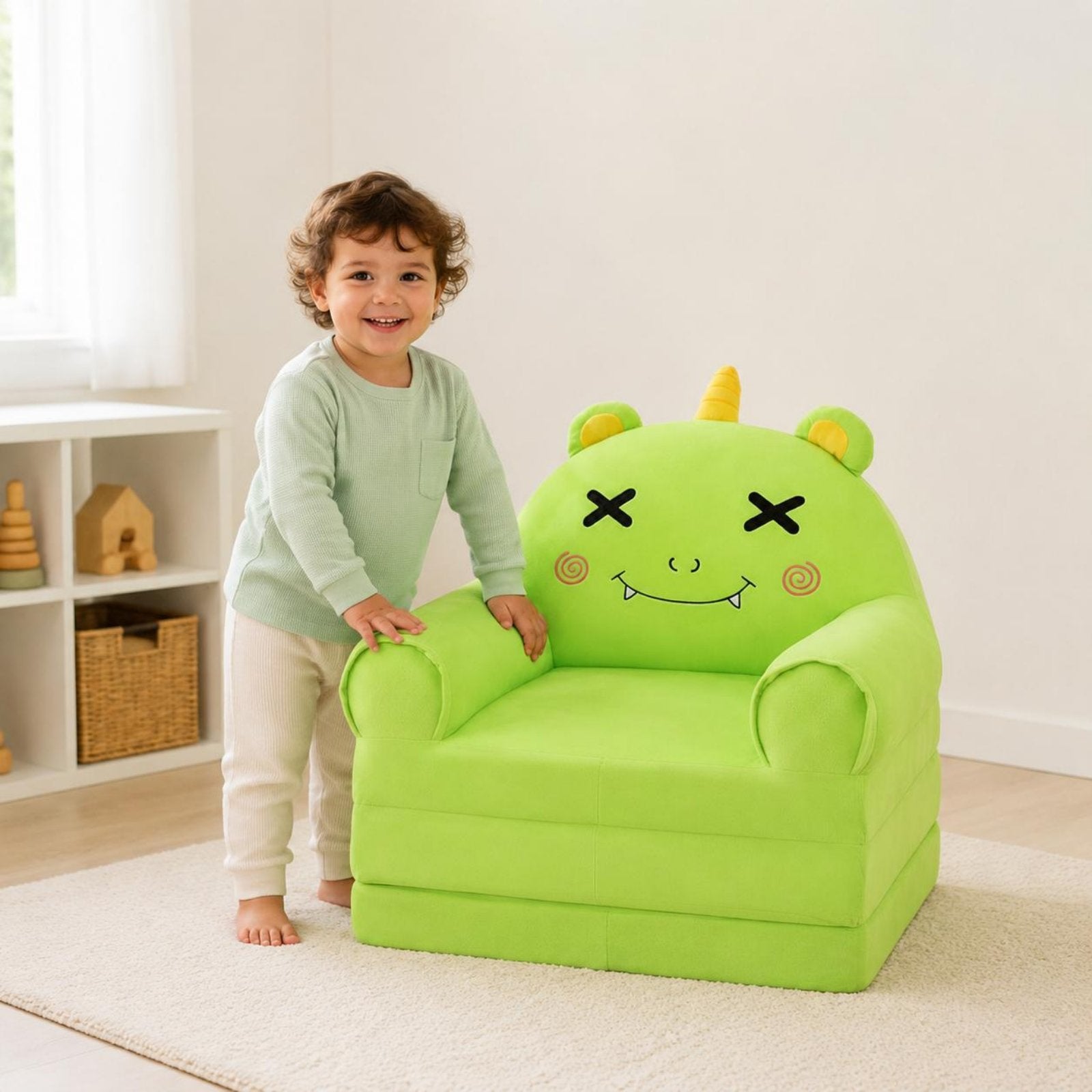 Cartoon Monster Sofa Skin-Friendly Folding Kids Sofa Lightweight for Toddlers