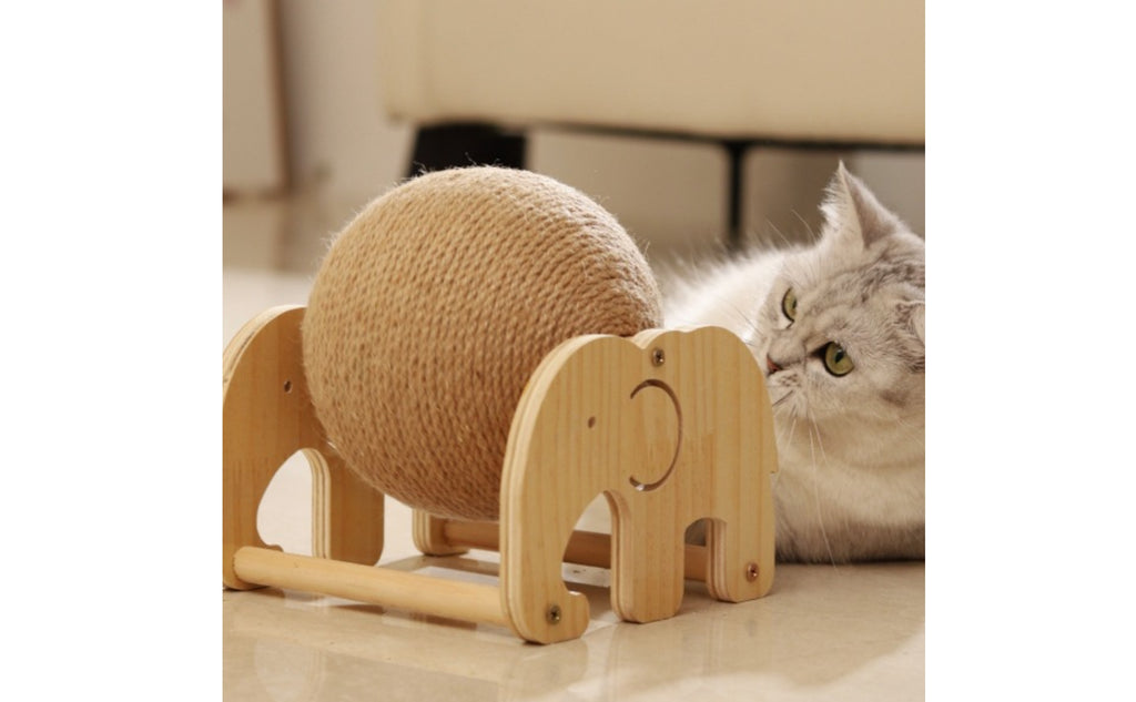 Kitten Scratching Post with Balls Natural Wood Sisal Rope Ball Indoor Use