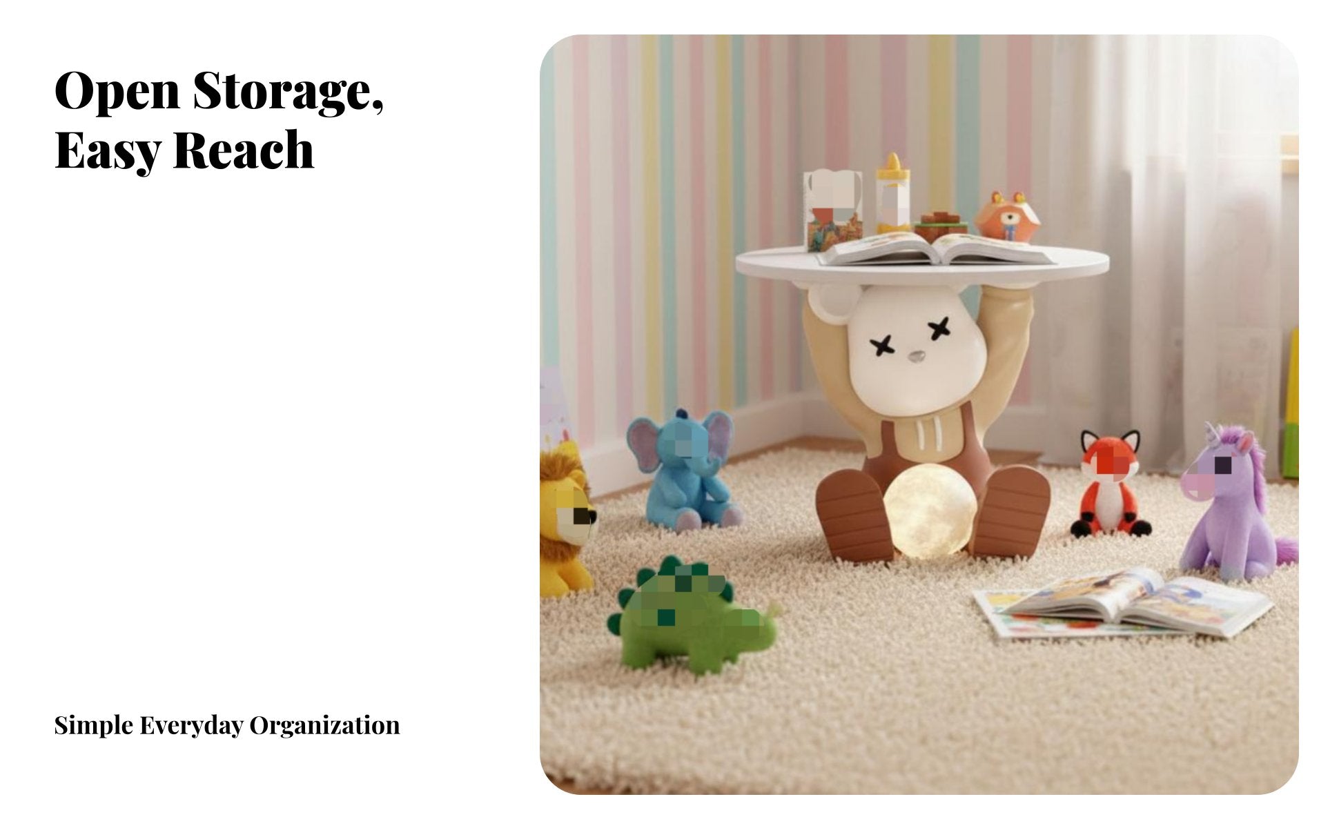 animalShaped Nightstand with Light Space-Saving Animal Sculpture light for Children
