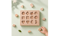 Wooden Shape Matching Board Early Learning Color Matching Game Natural Wood