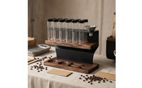Coffee Bean Storage Display Rack Wooden Coffee Foundation Station Organizer Sealed Glass Bottles Countertop Shelf