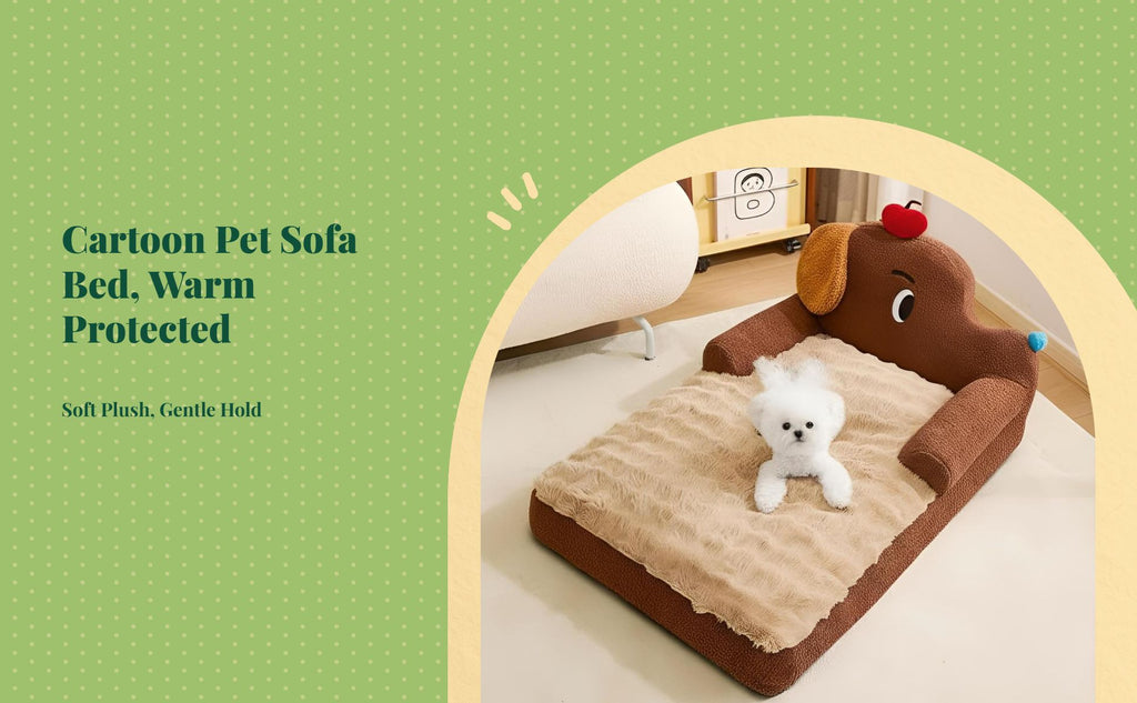 Calming Soft Dog Sofa Bed, Cat Bed, Non-Slip, All-Season