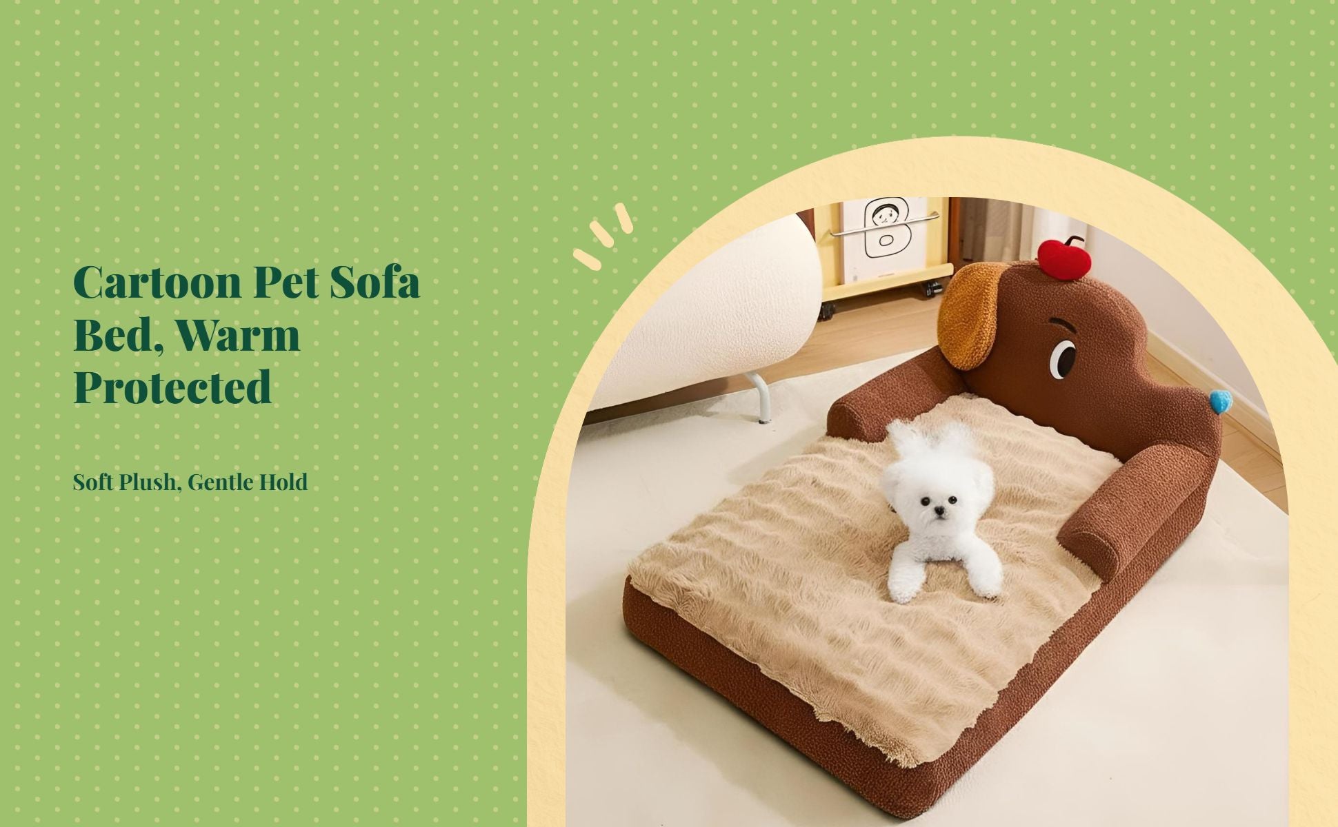 Calming Soft Dog Sofa Bed, Cat Bed, Non-Slip, All-Season