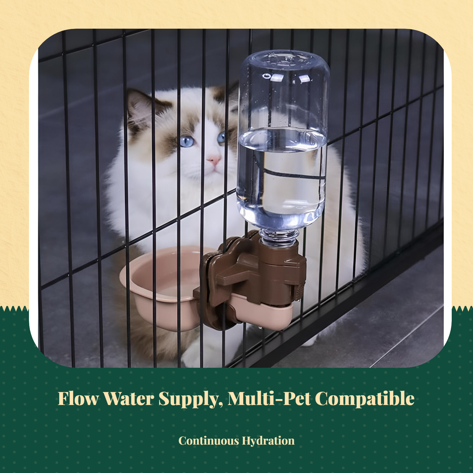 Automatic Hanging Pet Water Dispenser, Non-Drip, Removable