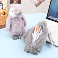 Velvety Penguin Writing Utensil Case Large Capacity Cartoon Creature Pen Bag