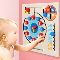 Time Weather Calendar Board Early Education Wooden Timepiece Maze