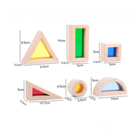6 Pieces Rainbow Acrylic Building Blocks Science and Engineering Concepts Wooden Acrylic Blocks Sparks Creativity for Young Children, Playroom