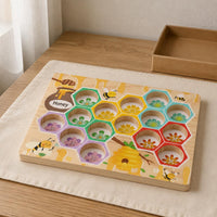 Wooden Bee Color Matching Game Attention Training Beehive Color Sort Board Safe