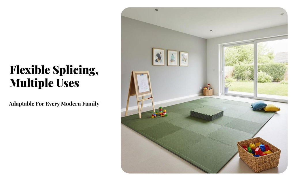 Formaldehydesafe connectable Crawling Mat Thickened Foam Tiles Cuttable Nursery Flooring Cream design for Children, Toddlers, Bedroom, Play Area, Playroom, Living Room