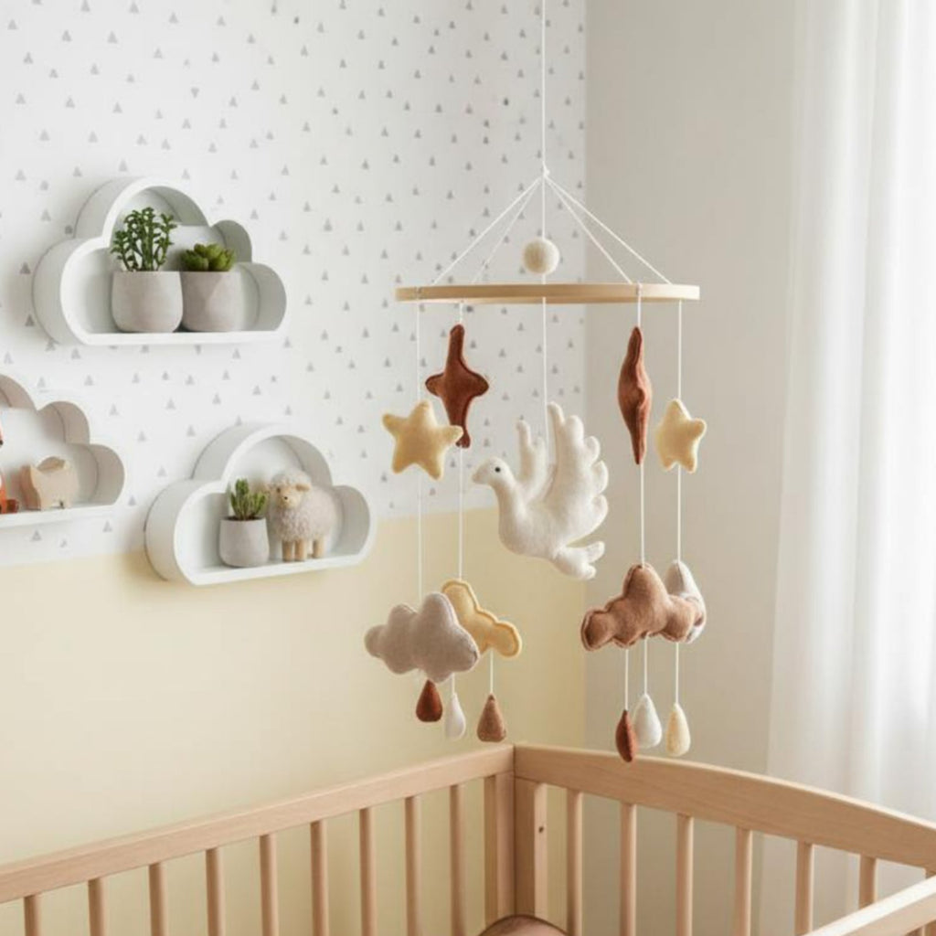 Felt Crib Mobile Nordic Design Nursery Hanging Toy Soothing for Newborns