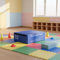 4-in-1 Soft Plyo Box Multi-Purpose Kids Fitness Box Shock Absorbing Non-Slip for Preschoolers, Kindergarten, Gym