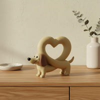 Affectionate Canine Statue Creative Gift Dachshund Figurine Novelty Design Dachshund Desk Ornament for Entryway, Bedroom