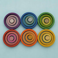 6 Pieces Wooden Disc Wooden Rings Set Educational Color Disc Challenge Fine