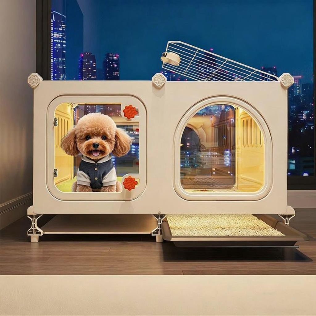 Indoor dog house with toilet
