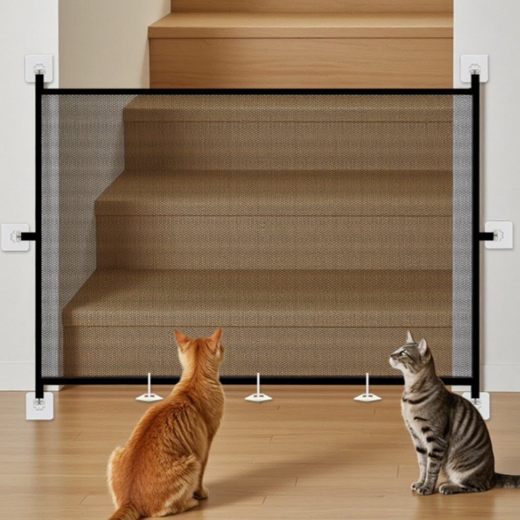 Mesh Pet Barrier Panel Black Frame Rectangular Mesh Gate Panel White Hardware