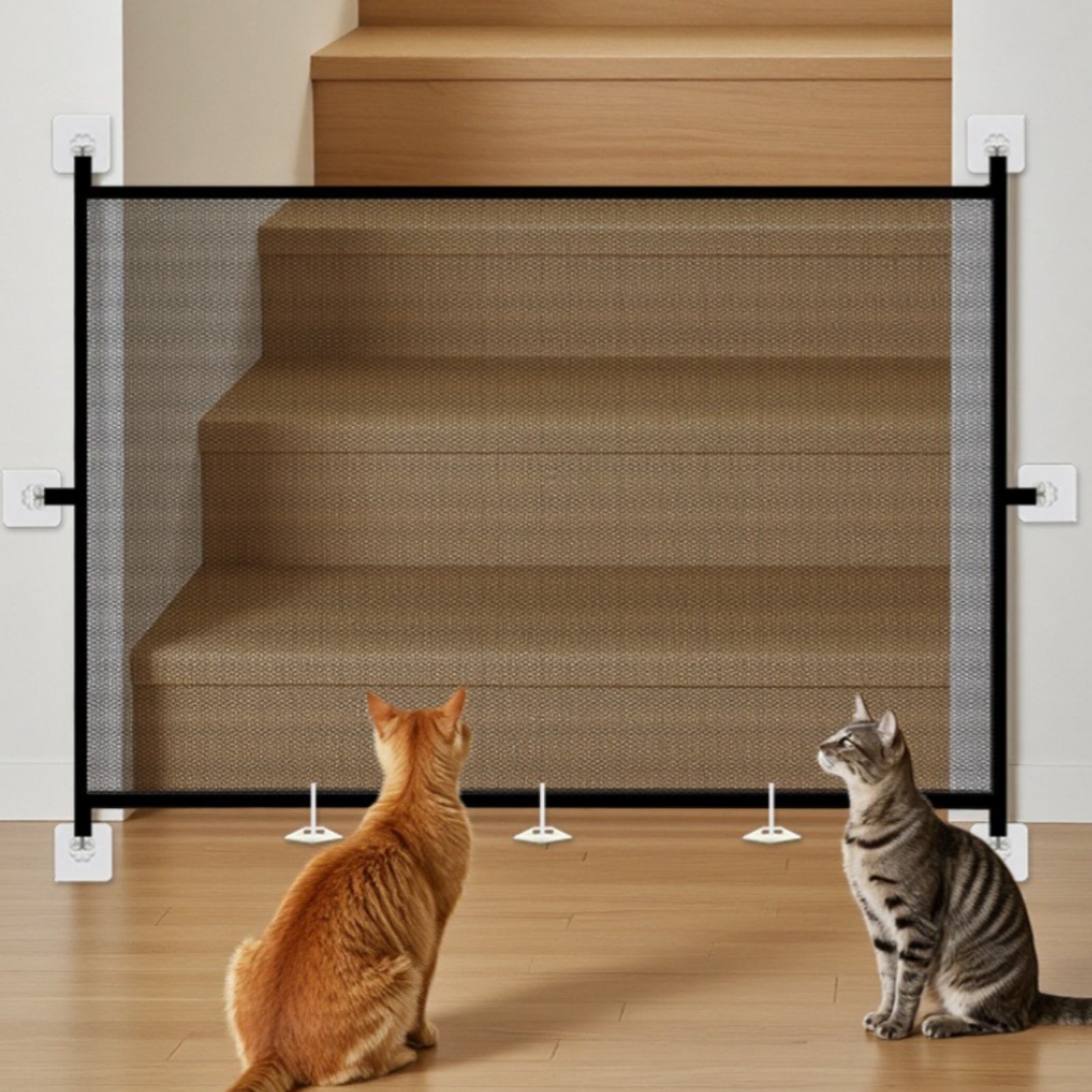 Mesh Pet Barrier Panel Black Frame Rectangular Mesh Gate Panel White Hardware