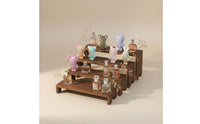 4 Pieces Collectible Display Steps Solid Wood Wooden Display Riser Set