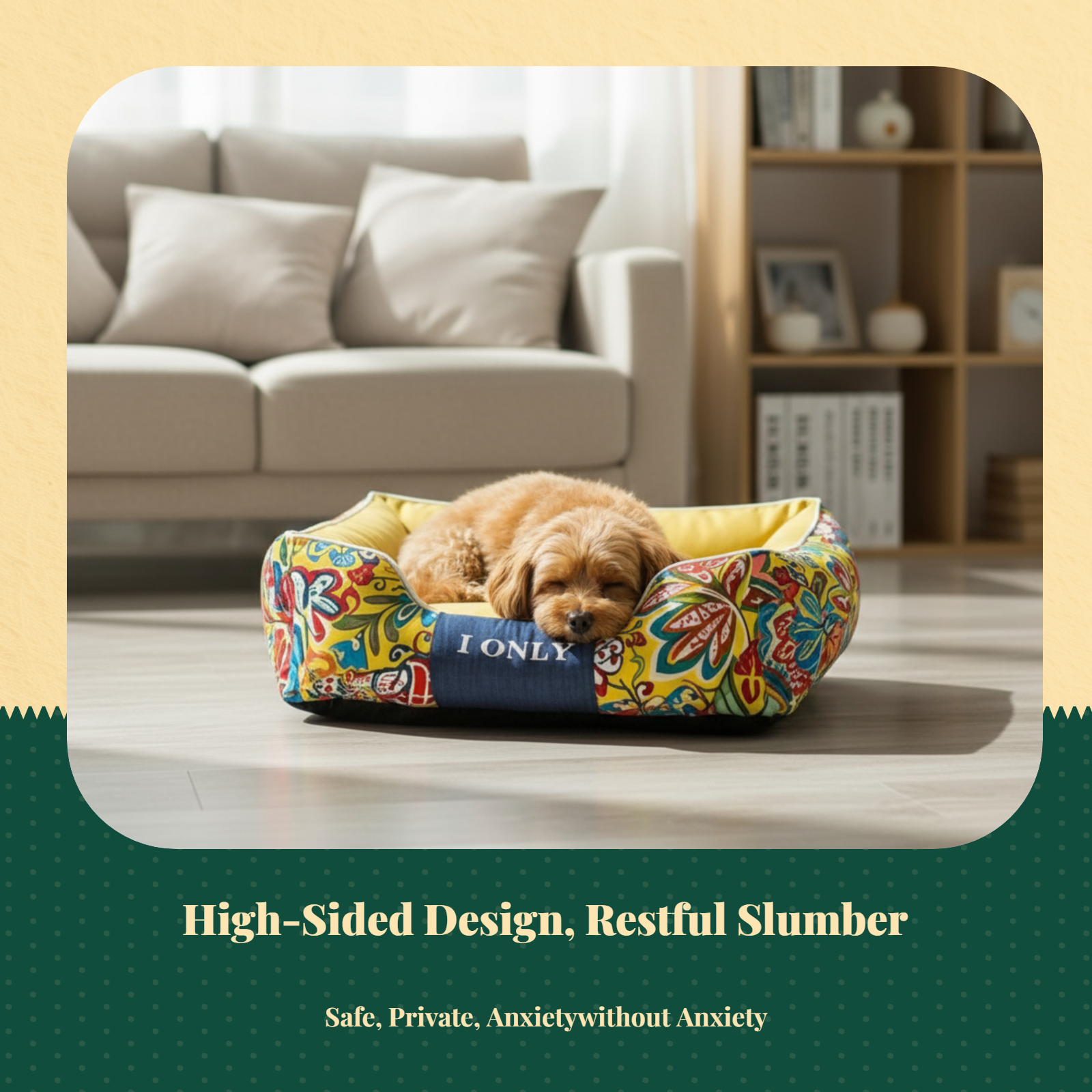 Cotton dog bed with removable cover