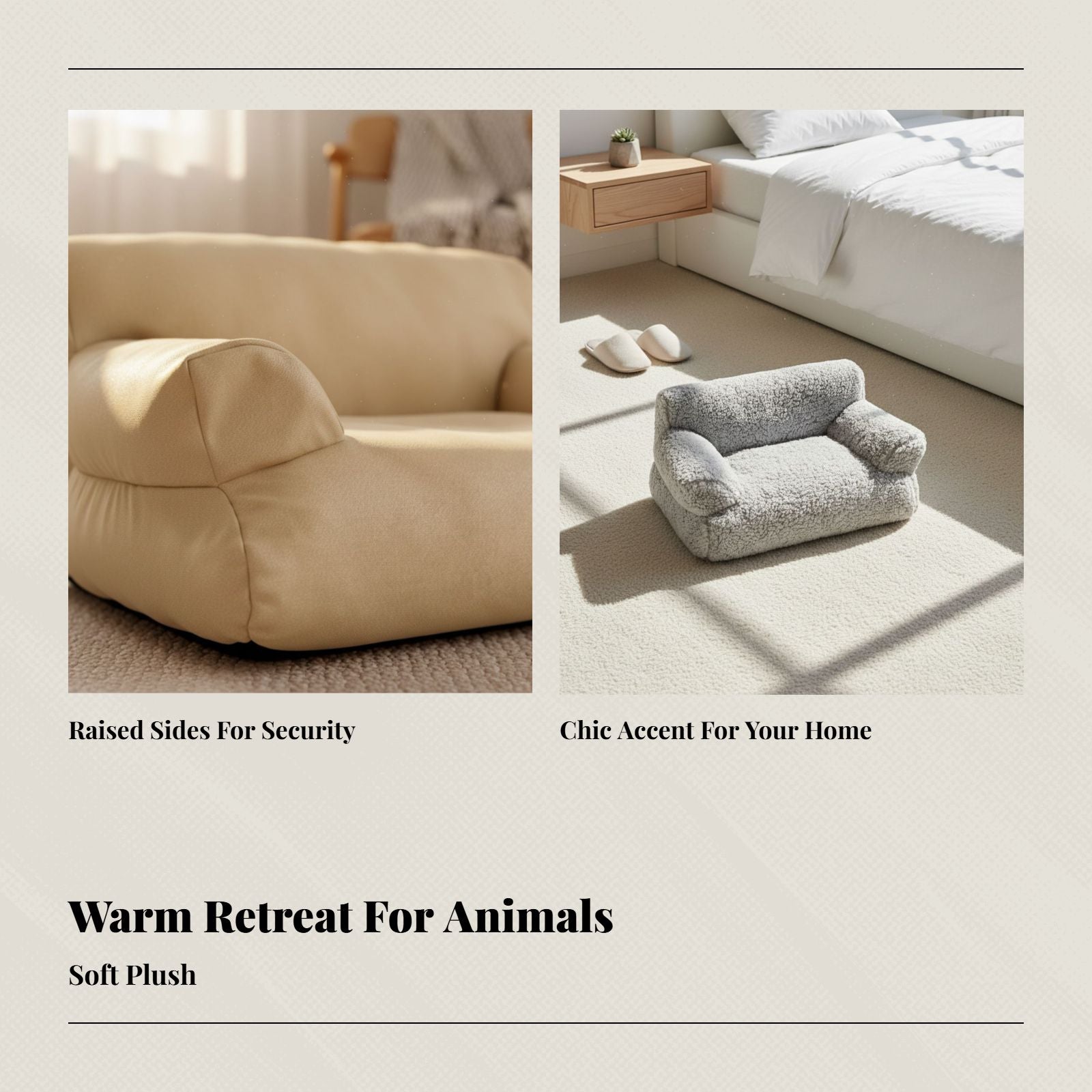 Soft Dog Bed, Cotton Plush Sofa Bed, Winter Warmth, For Small Breeds